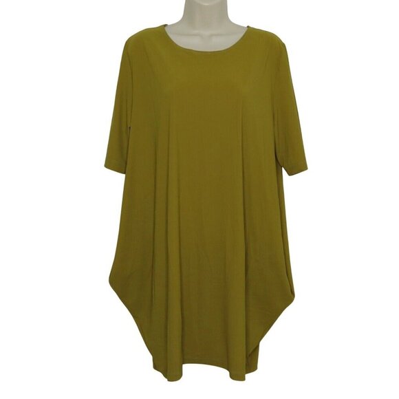 Bryn Walker Women Small Green Half Sleeve Slinky Tunic Shirt Dress Has Pockets - Picture 1 of 11